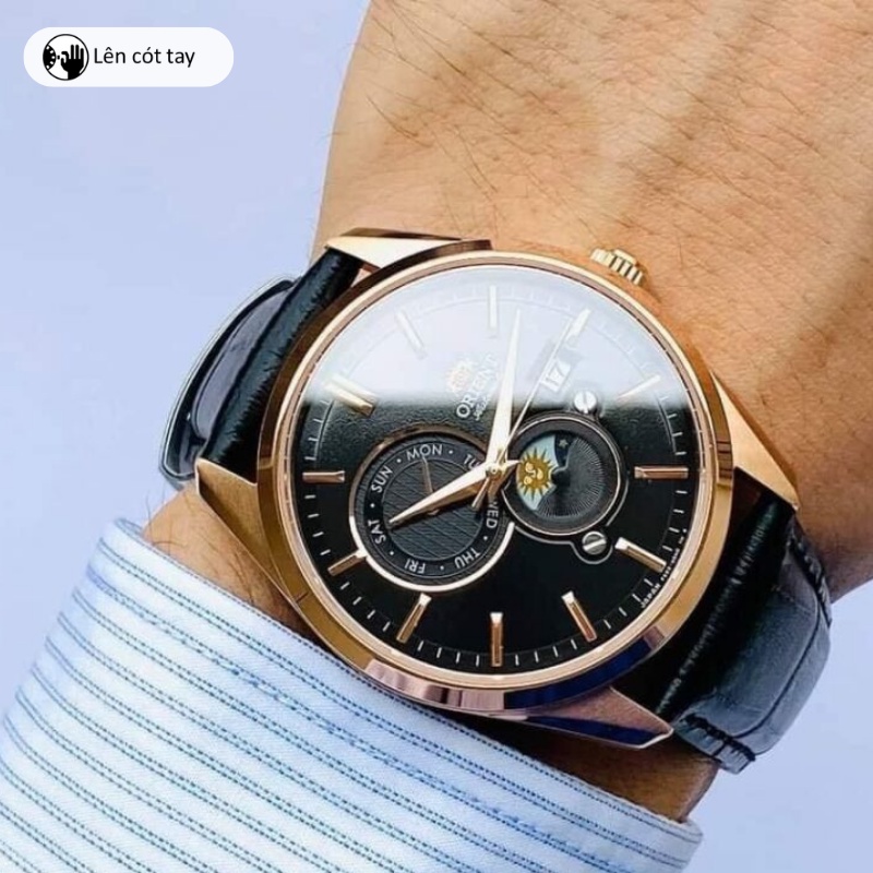 Đồng hồ nam Orient Watch Sun And Moon RA-AK03 máy lộ cơ automatic mặt kính sapphire dây da đeo tay cao cấp chính hãng