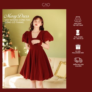 Váy nhung cứng Mary Dress tay bồng cổ thang thang caocaobycaochen có bigsize