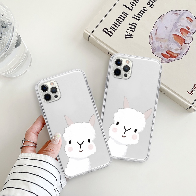 Ốp điện thoại iphone cừu trắng má hồng ngơ ngác cạnh vuông cho 6/6splus/7/7plus/8/8plus/x/xr/xs/11/12/13/14/pro/max