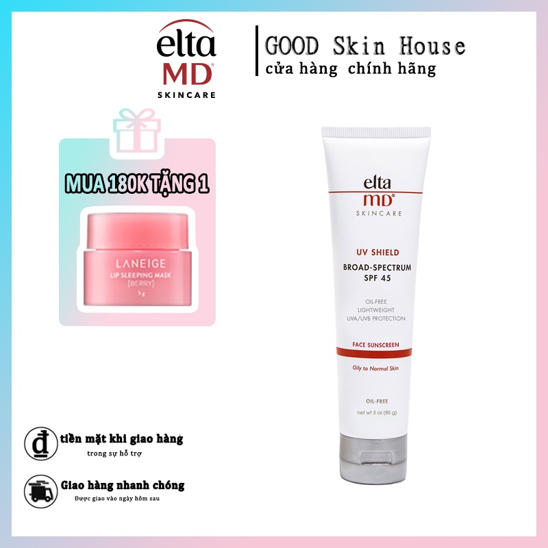 kem chống nắng Elta MD UV Shield Broad-Spectrum SPF 45（85g）SPF cao, chống nắng tốt SPF 45 có khả năng chống lại tia UVA1, UVA2, UVB làm sáng da , làm đều màu da Kiềm dầu Làm sáng da