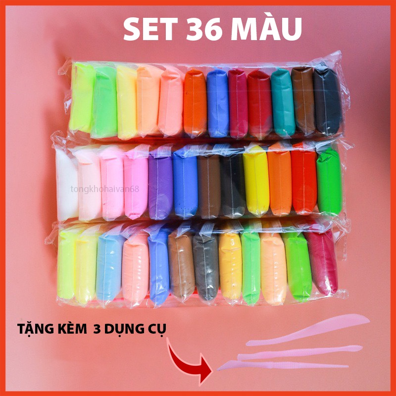Đất Sét Tự Khô 12,24,36 Gói Đủ Màu, Đất Nặn Tự Khô Tạo Hình Dễ Dàng Siêu Nhẹ Hàng Cao Cấp An Toàn Cho Bé