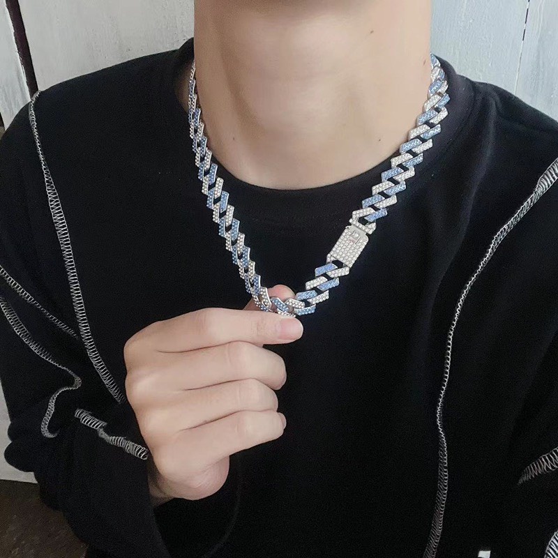 Dây chuyền nam Kèm Vòng Tay Nam HipHop Merin Dạng Chuỗi Xích Đẹp Streetwear Thép Titan - XAVY Đá