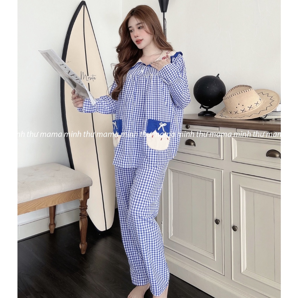 Bộ bầu - bộ sau sinh - cho con bú - 2 chức năng - chất liệu ktee lanh ( Túi Thêu Qủa Dâu WEET-Dài )