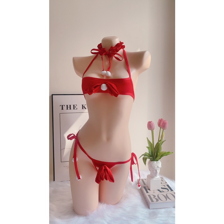 Bk088  Bộ đồ lót nhung cosplay sexy giáng sinh - bộ đồ lót noel gợi cảm -  KELLYWANG
