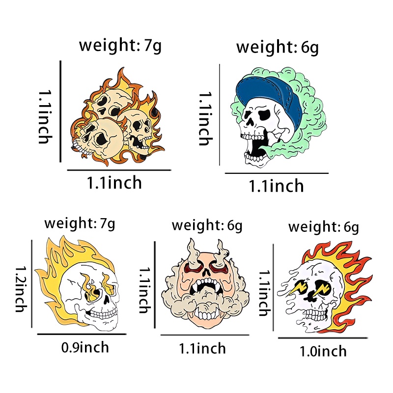 Ghim cài áo QIHE JEWELRY hình đầu lâu phong cách punk cá tính