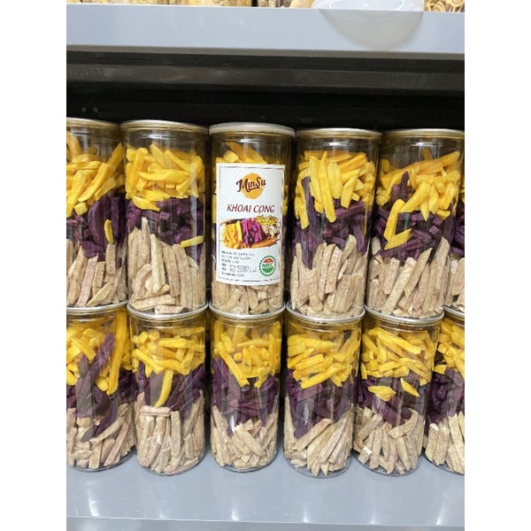 KHOAI LANG CỌNG SẤY MIX 3 VỊ  Hũ 300g Giòn thơm hấp dẫn, đồ ăn vặt tại nhà Hà Nội