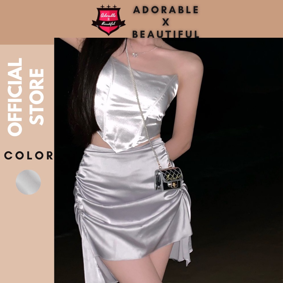 Set Áo Và Chân Váy, Áo Tube Form Corset, Chân Váy Vải Rút Dây [AdorablexBeautiful]