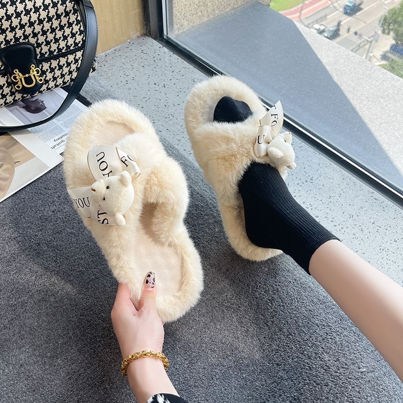 Dép lông cao cấp đế dày đáng yêu dép lê