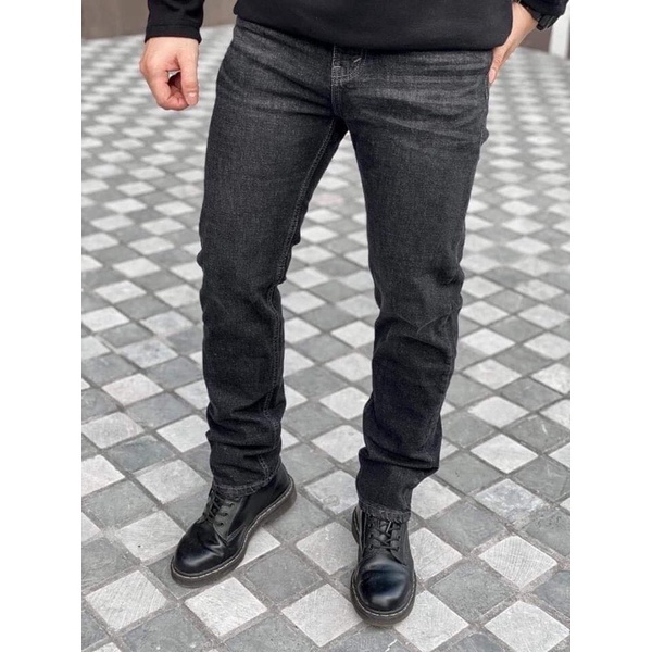 Quần jean nam Kazata màu xám lông chuột co giãn ống đứng dáng slimfit