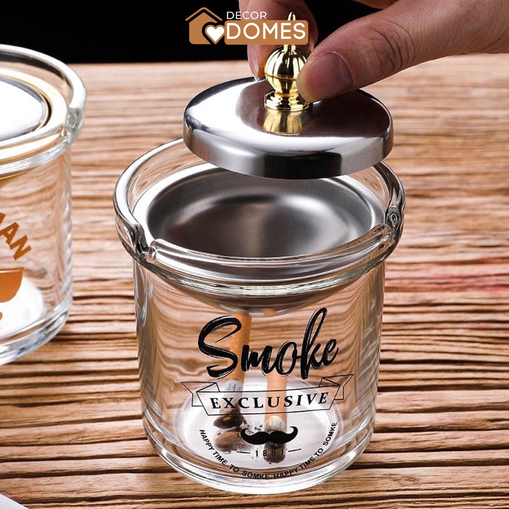 Gạt tàn thuốc lá thủy tinh có nắp, gạt tàn thuốc có phễu chống khói smoke / styleman sang trọng, hiện đại