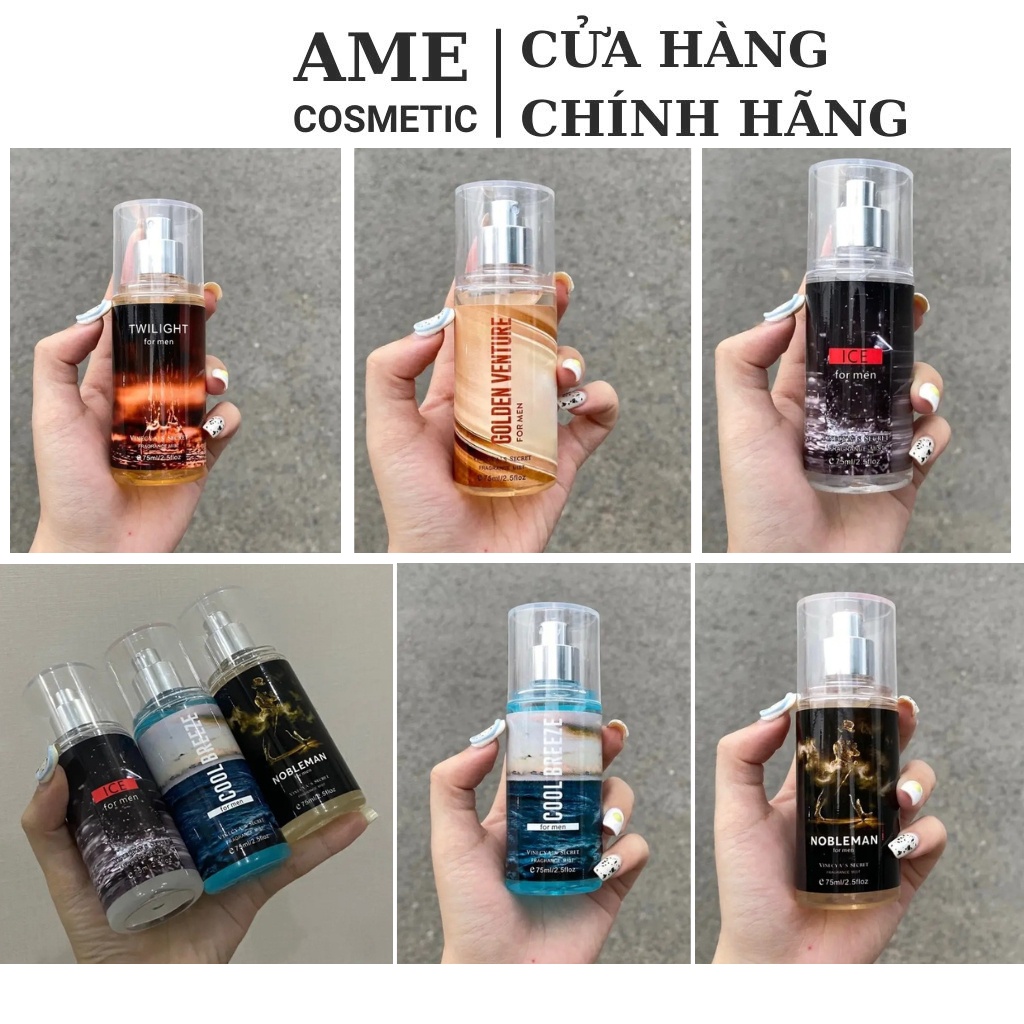 Body mist nam mạnh mẽ, hương thơm lôi cuốn, sang trọng, quyến rũ, xịt thơm 75ml Vinecya's nội địa Trung AME COSMETIC