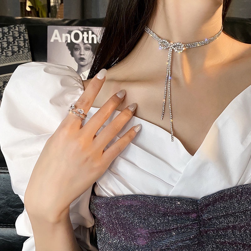 Vòng Cổ choker Đính Đá Tua Rua Thời Trang Cho Nữ