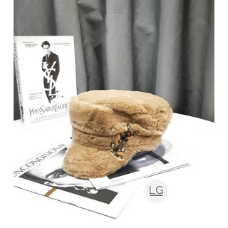 Mũ kepi lông thỏ ysl chữ đá