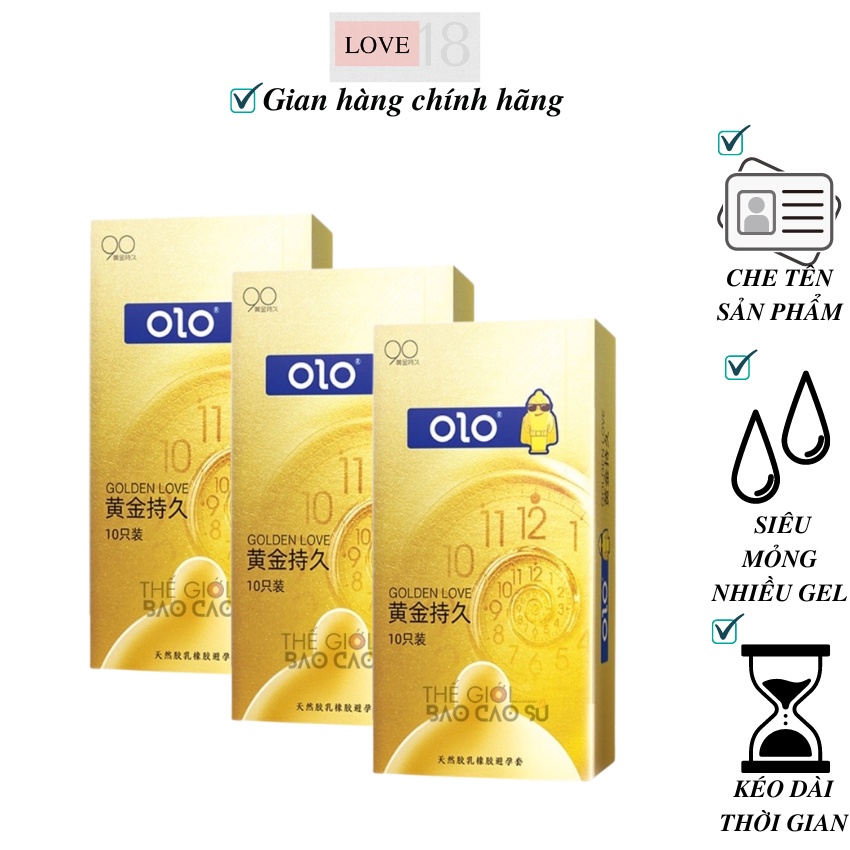 Bao Cao Su gai gân siêu mỏng Olo Golden Love hộp 10 chiếc