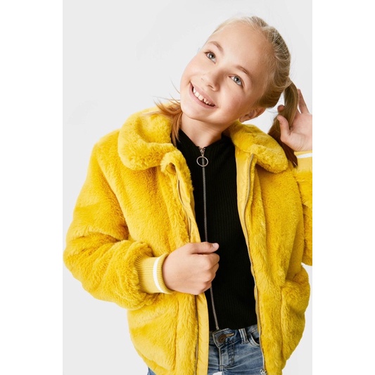 Áo Khoác Lông Bé Gái Cổ Petter Vàng C&amp;A