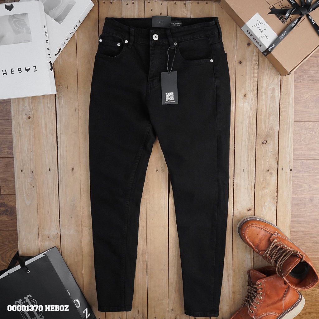 Quần jean đen J031 Heboz, chất denim mềm co giãn tốt chuẩn form slimfit - 00001370