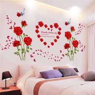 Decal dán tường hoa hồng đỏ