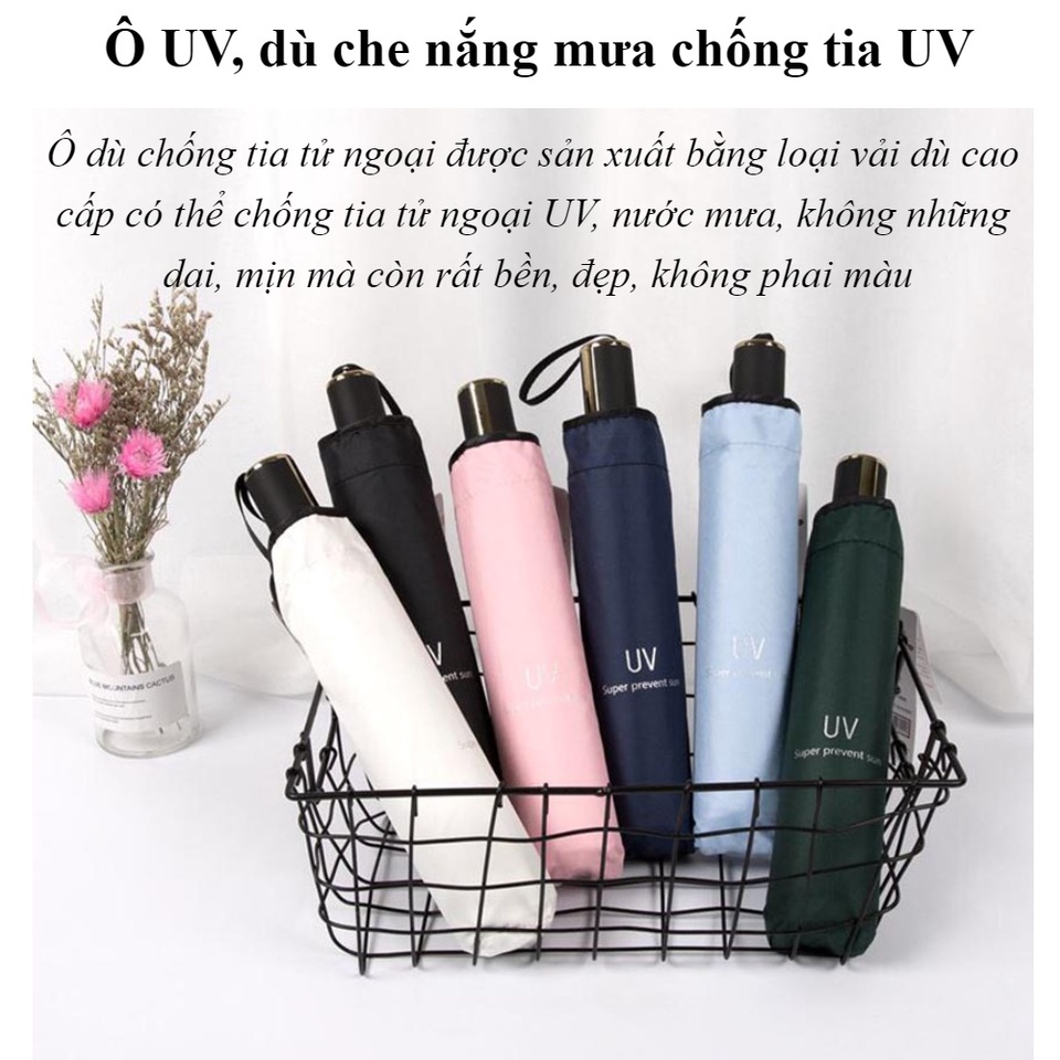Ô chống nắng mưa, dù 2 lớp chất lượng cao phủ lớp chống tia UV che mua đi nang đóng mở gấp gọn-HH48-Ô UV