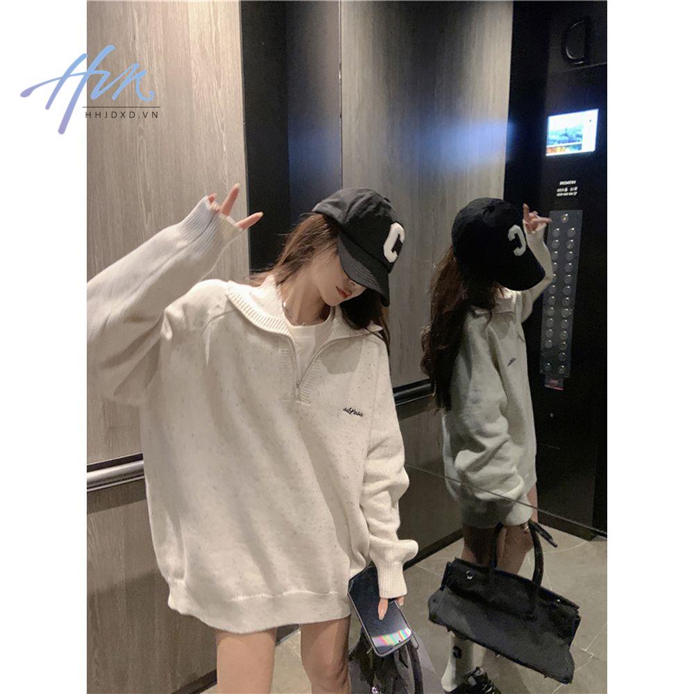 Áo Sweater Dệt Kim Dày Dặn Dáng Rộng Phong Cách Retro Thời Trang Thu Đông Mới