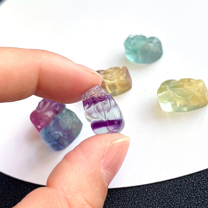 Hạt Đá Fluorite Pixiu Nhiều Màu Tự Nhiên Dùng Làm Trang Sức Thủ Công DIY
