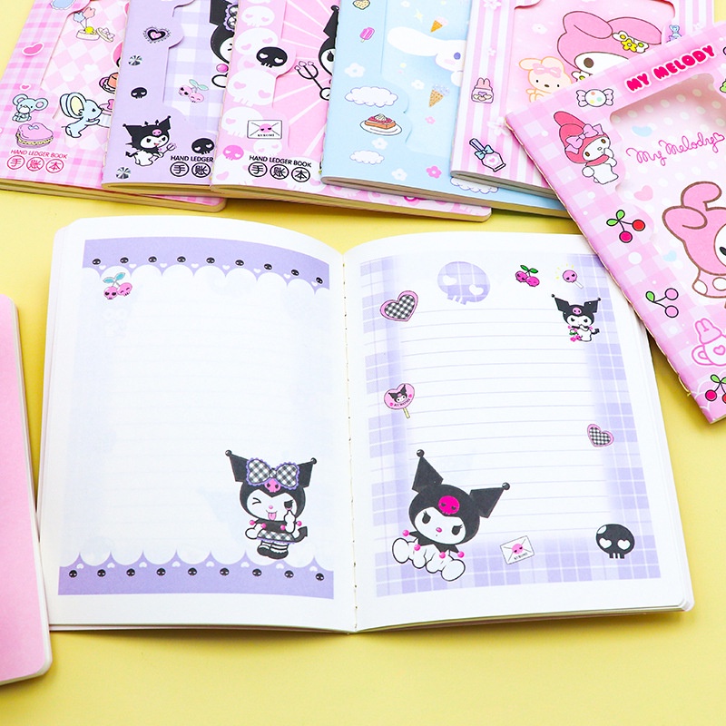 Sổ Tay Khổ A6 Họa Tiết Hoạt Hình Kuromi My Melody Cinnamoroll Kitty Dễ Thương Cho Học Sinh