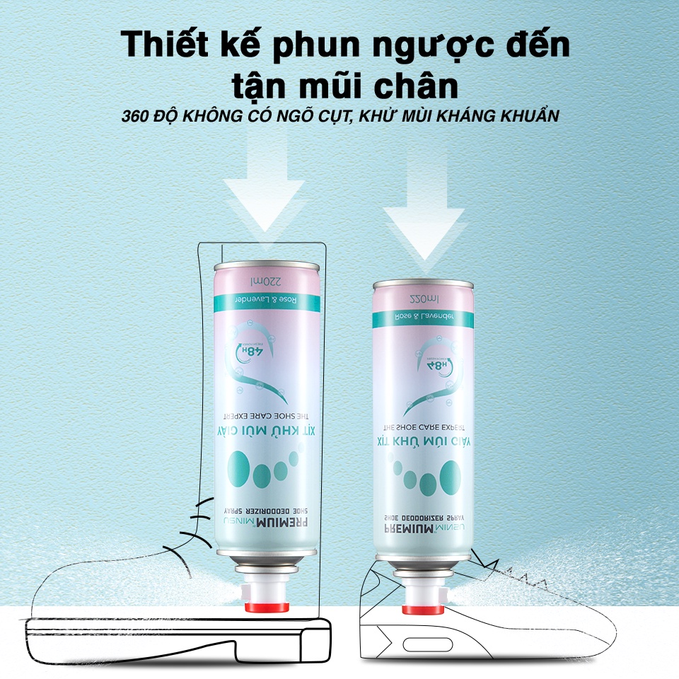 Chai Xịt Khử Mùi Giày Công Nghệ NANO AG+ MINSU Cao Cấp M4855 Loại Bỏ Vi Khuẩn Có Hại Giúp Ngăn Ngừa Mùi Và Mồ Hôi Chân