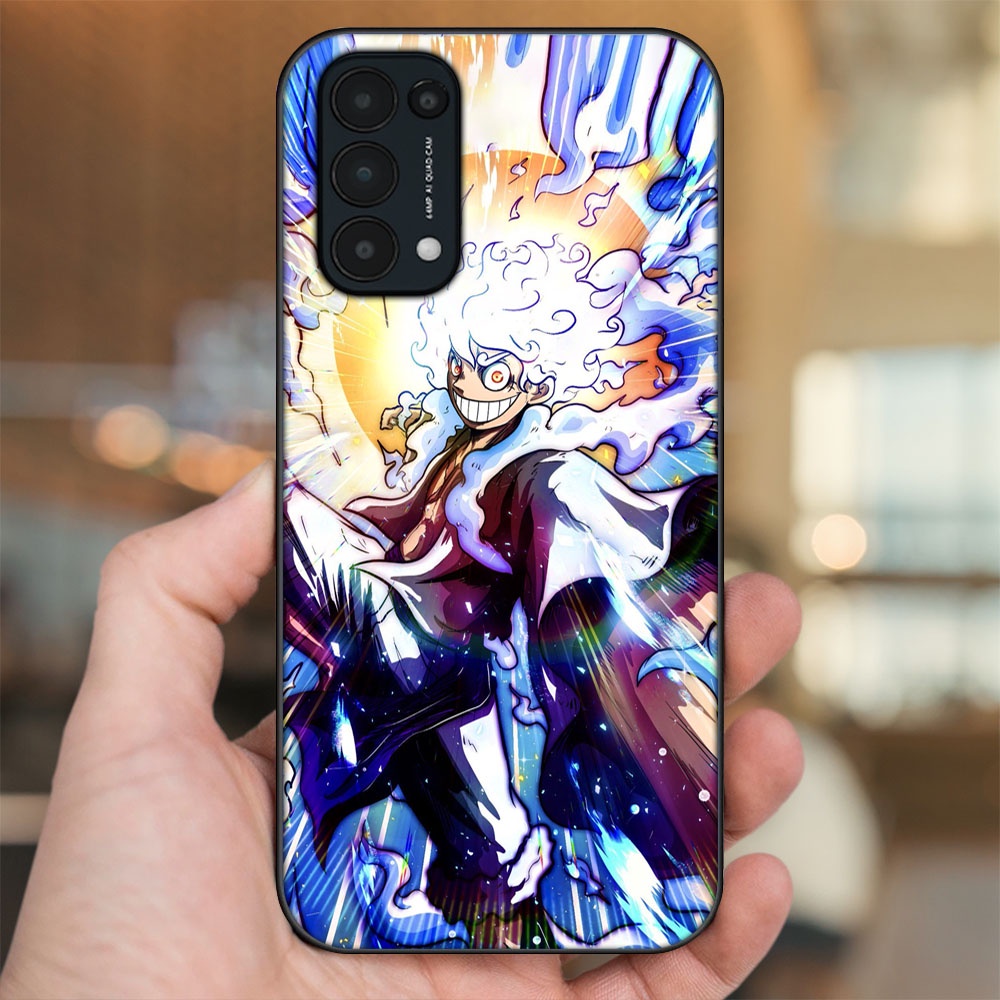 Ốp lưng Oppo Reno 5 viền đen in hình Luffy Gear 5 Nika One Piece Đảo Hải Tặc