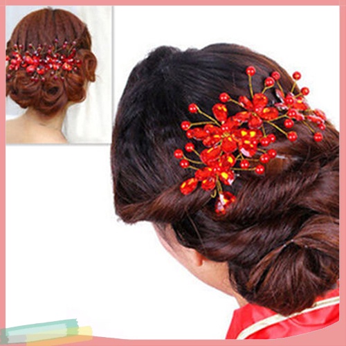 Kẹp tóc trang trí hoa đính đá lấp lánh cho nữ