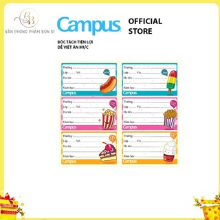 Nhãn Tập (Vở) Campus - Food - 18 Nhãn /1 Túi, nhãn vở ghi tên