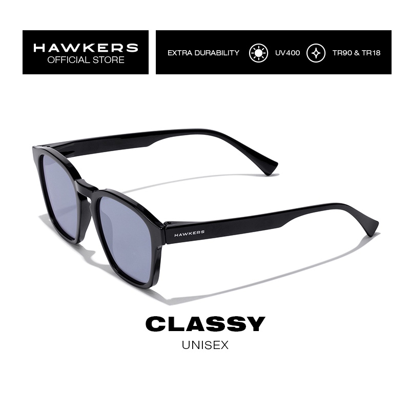 HAWKERS Black Chrome Classy Sunglasses For Men And Women, Unisex. Official Product Designed In Spain