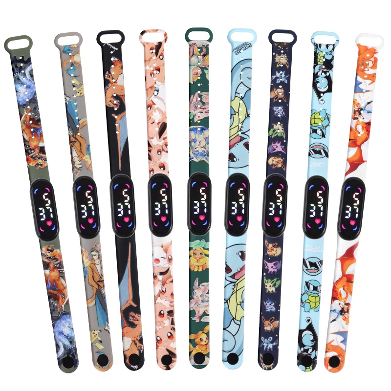 Đồng Hồ Đeo Tay Điện Tử Đèn LED Cảm Ứng Không Thấm Nước Hình Pikachu Hoạt Hình Pokemon Nhiều Màu Sắc Thời Trang