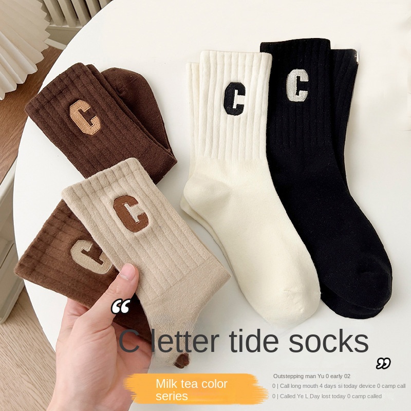Big C Vớ Cotton Cổ Cao Vừa Hình Cá Mập Thời Trang Xuân Thu Đông Dành Cho Nữ