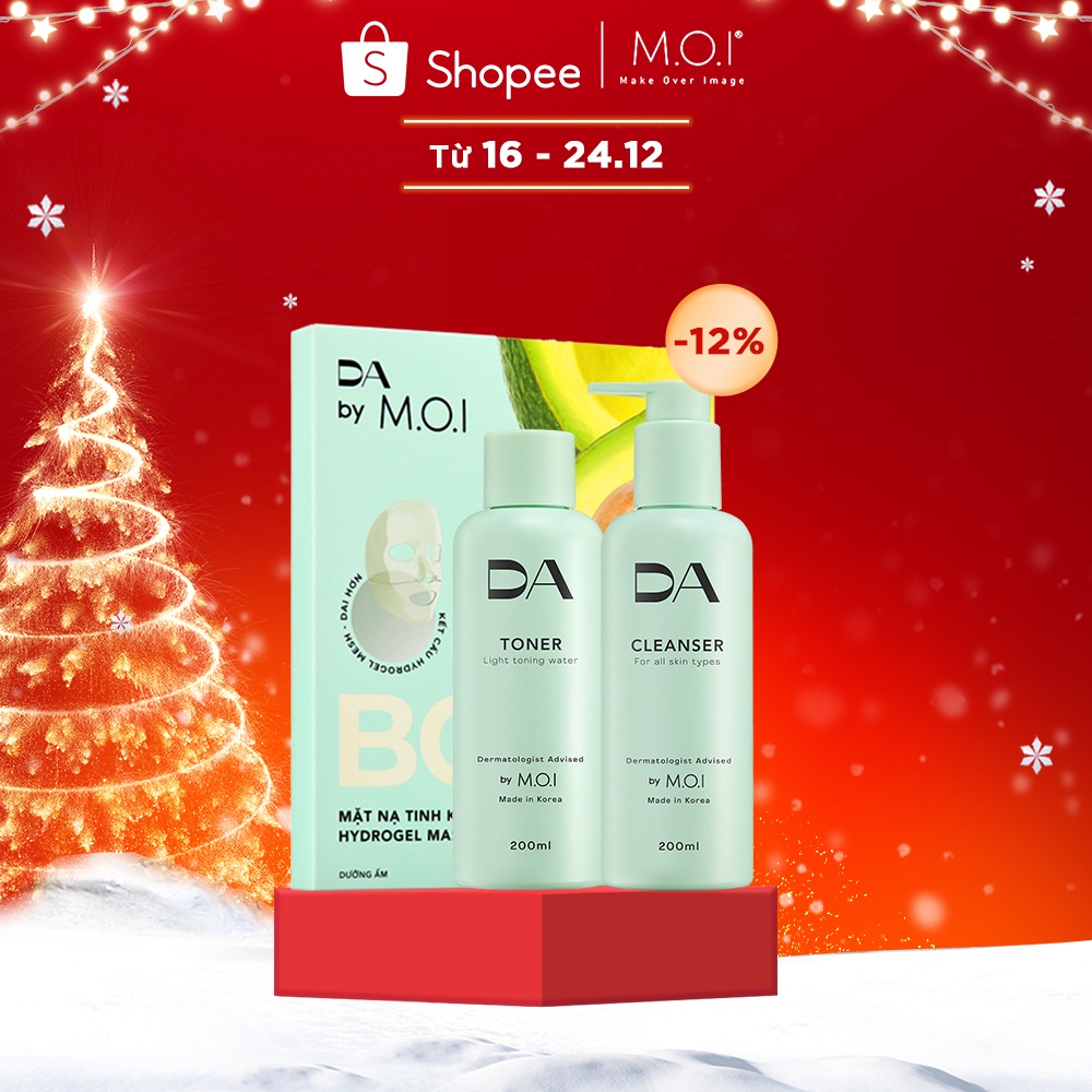 Trọn bộ 3 bước sữa rửa mặt, nước cân bằng và Mặt nạ Bơ DA by M.O.I 400mL & 1 pack