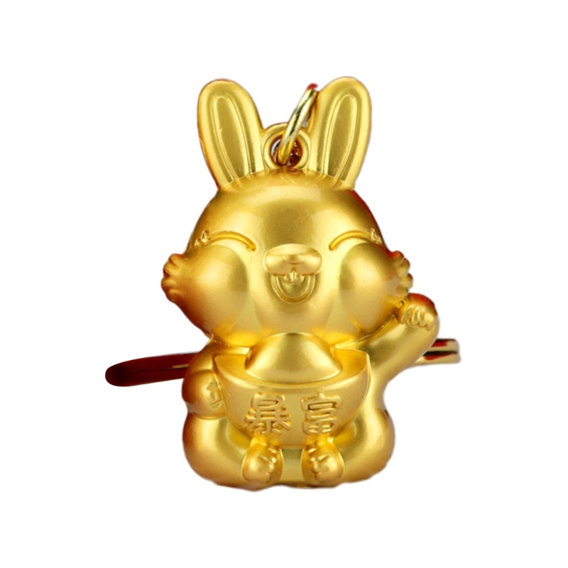 Mojito Móc Khóa Xe Hơi / Túi Xách Hình Thỏ May Mắn Màu Vàng Đồng Kiểu Trung Hoa Thích Hợp Làm Quà Tặng Năm Mới