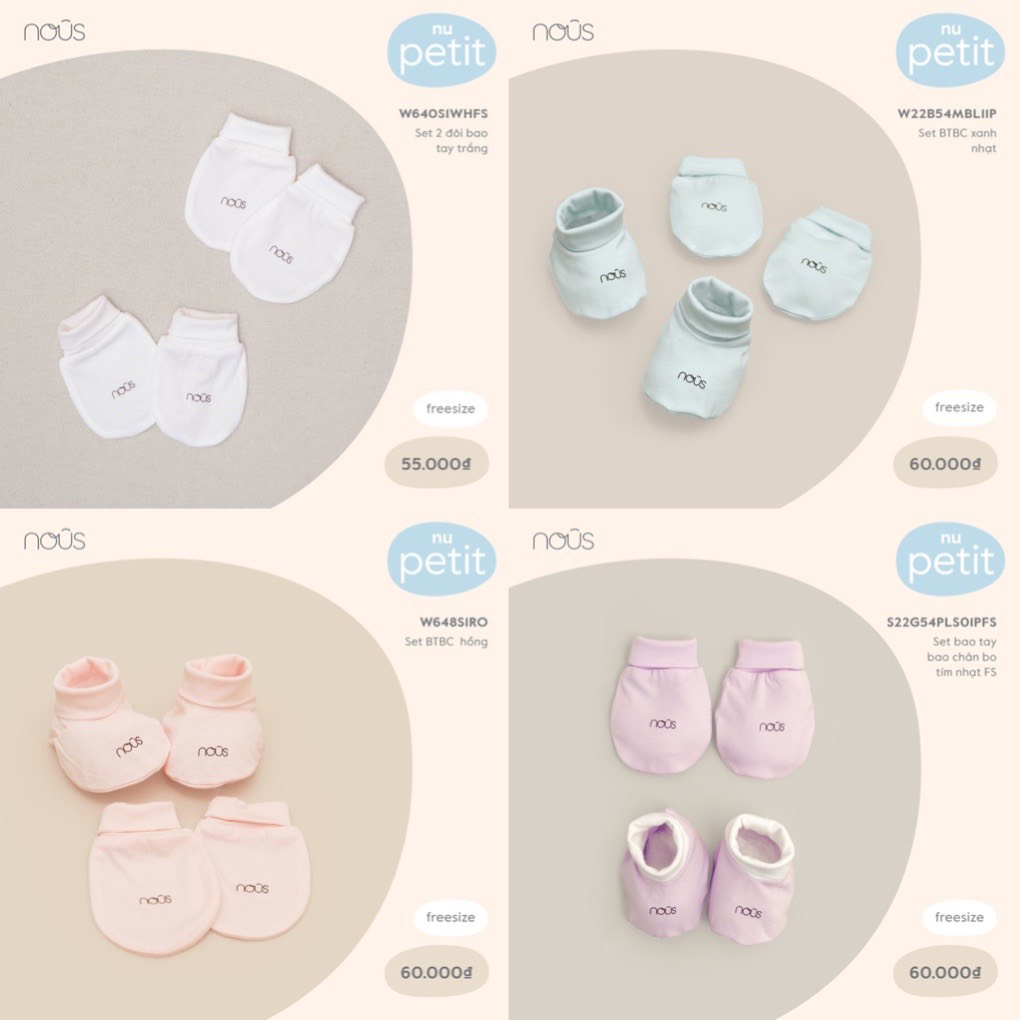 Bao Tay, Bao Chân, Mũ Nous cho bé sơ sinh - mẫu 2022