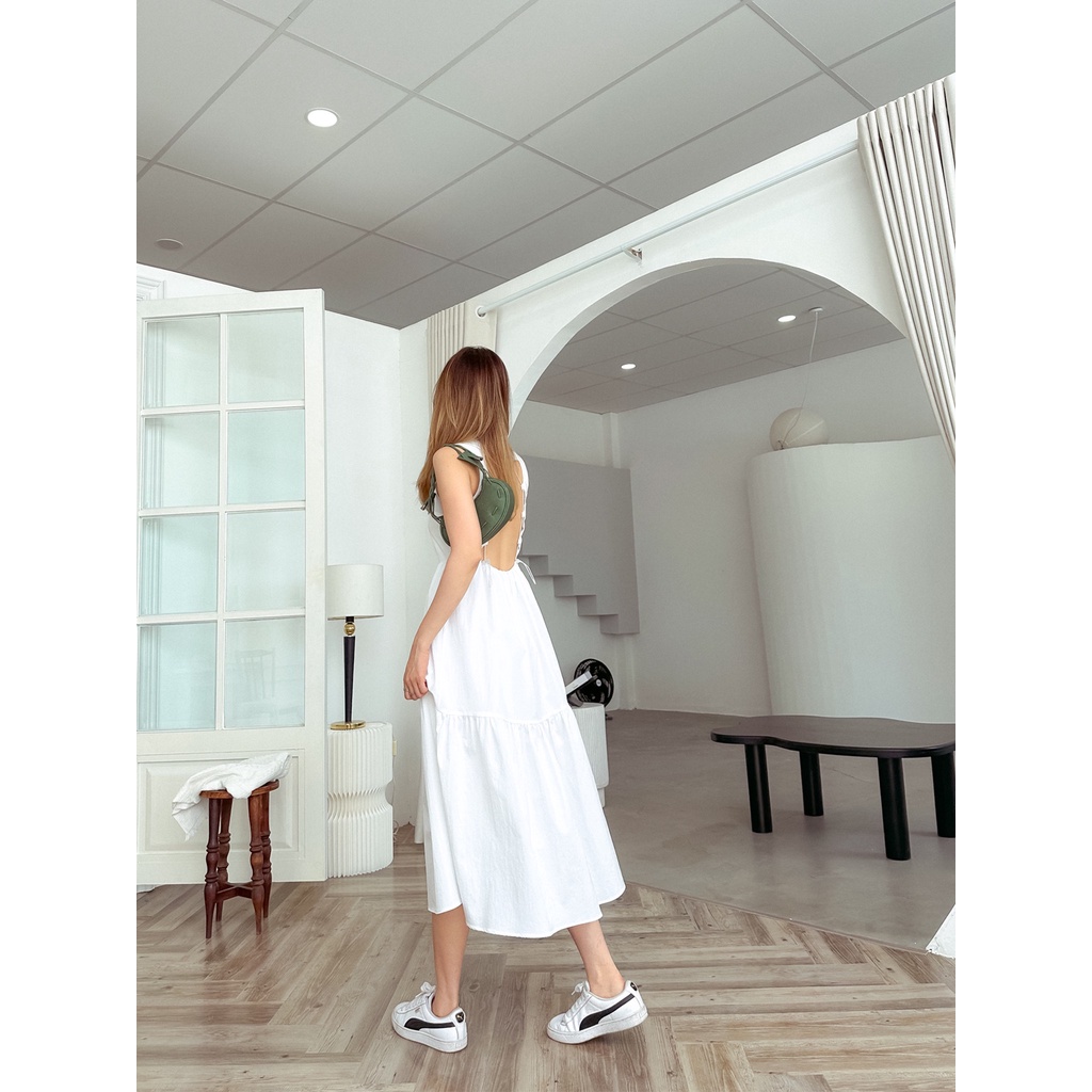 Đầm dài trắng khoét lưng Dilys Dress Gem Clothing SP060741