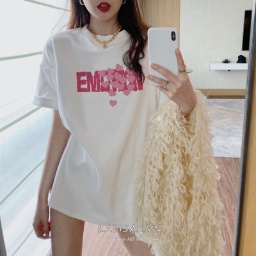 Áo Thun Ngắn Tay In Chữ Thời Trang Hàn Quốc
