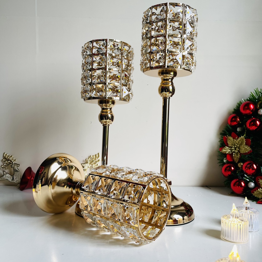 Chân đế nến kim cương phong cách Châu Âu trang trí nhà cửa, khách sạn