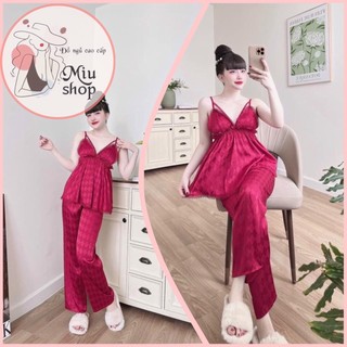 💕💕💕Siêu rẻ ☘️☘️ Đồ ngủ lụa satin pyjama quần dài siêu mịn freesize 58kg đồ bộ satin mặc nhà vải mát