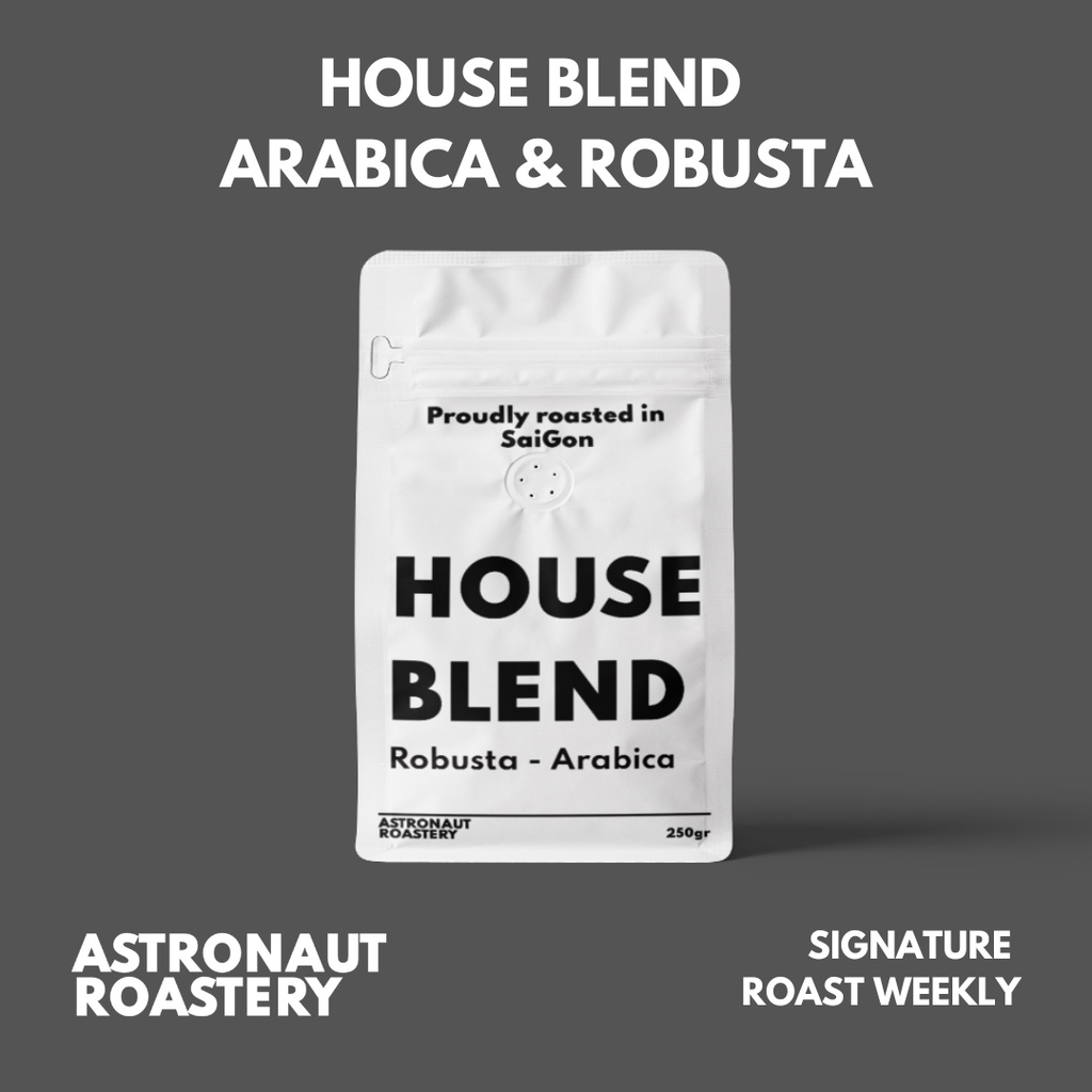 Cà phê pha máy blend kết hợp Arabica và Robusta nguyên chất 100% - House Blend