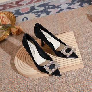 Giày cao gót nữ beeshoes mũi nhọn - giày cao gót nữ gót 9 phân sẵn màu đen 221335