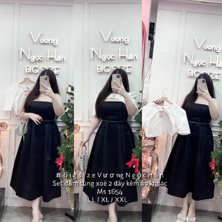 ( 60-90KG ) ĐẦM TÙNG XÒE 2 DÂY KÈM ÁO KHOÁC THIẾT KẾ BIGSIZE 1654