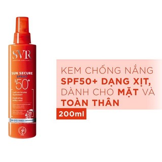 Kem chống nắng dạng xịt svr sun secure spray spf50+ 200ml