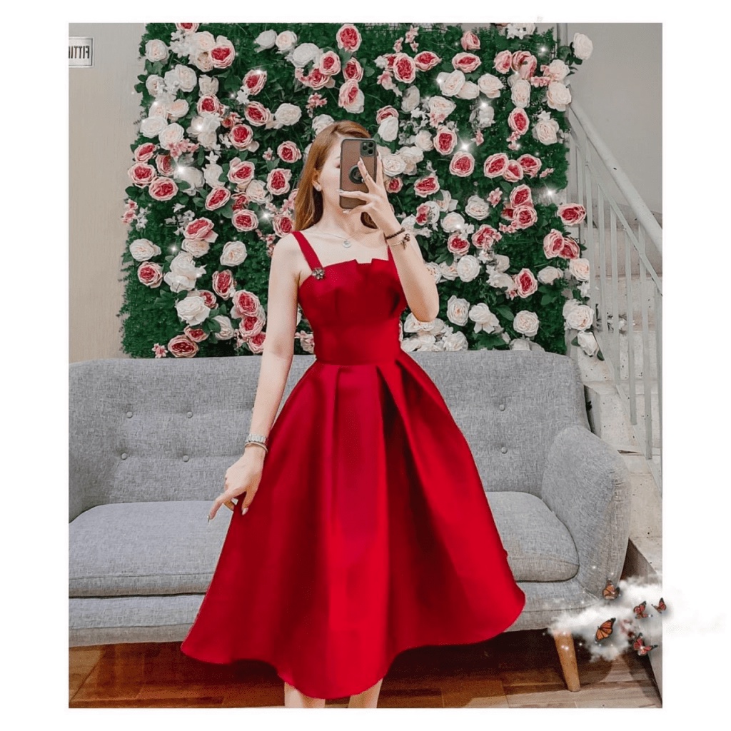 (FREE SHIP) SIÊU SALE ĐẦM TAPTA THIẾT KẾ ĐẦM HAI DÂY , XẾP LY SANG TRỌNG KHI ĐI CHƠI , DỰ TIỆC UP SHOP VALENTINNA