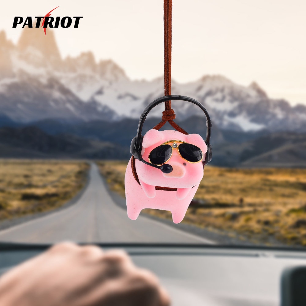 Phụ Kiện Treo Trang Trí Kính Mát / Gương Chiếu Hậu Xe Hơi Hình Chú Heo Màu Hồng Dễ Thương