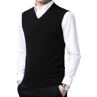 Áo gile len nam cổ V tim AGL04