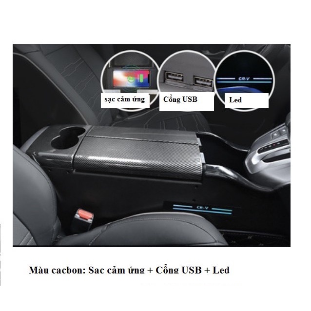 Bệ tỳ tay Honda CRV 2018-2022 màu đen cacbon siêu đẹp (Hàng chuẩn)