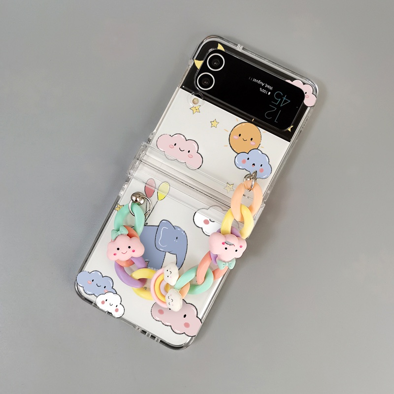 Hoạt Hình Ốp Điện Thoại pc Cứng Chống Sốc Hình Đám Mây Có Dây Đeo Cho samsung galaxy z flip 4 z flip 3