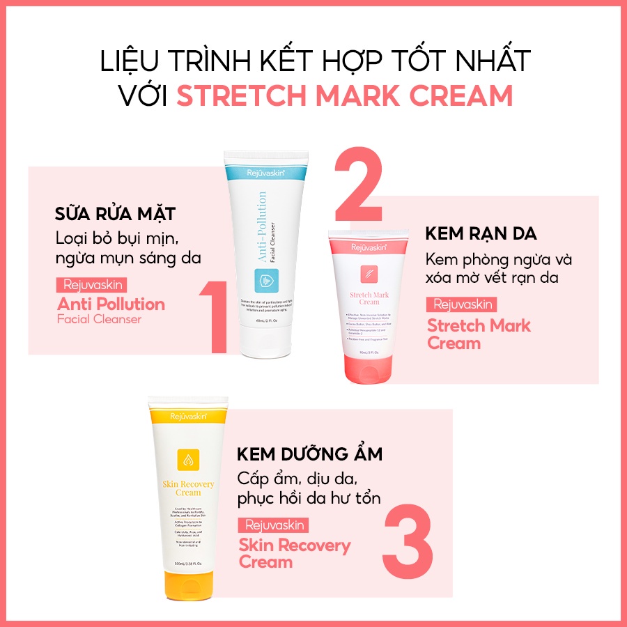 Kem phòng ngừa và làm mờ rạn da REJUVASKIN Stretch Mark Cream 90ml