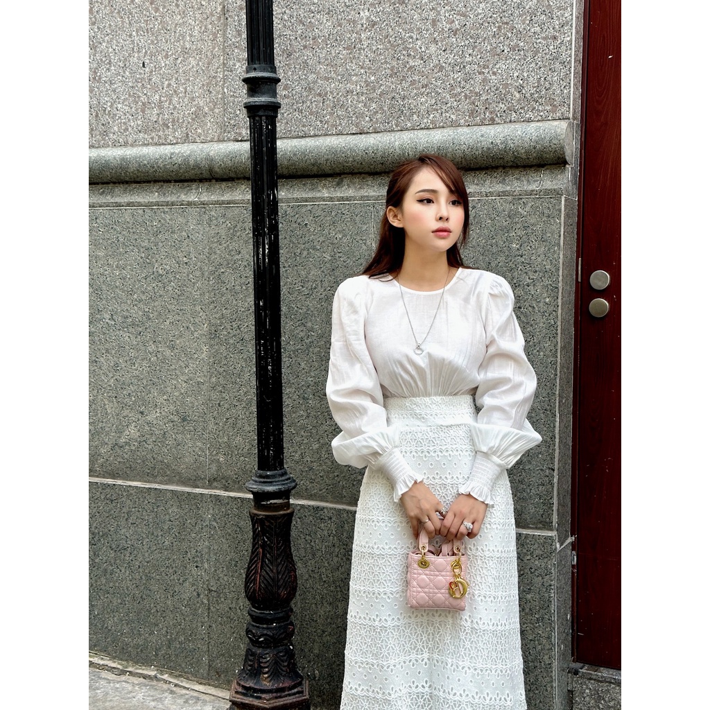 ĐẦM PHỐI REN TAY DÀI - QA02790